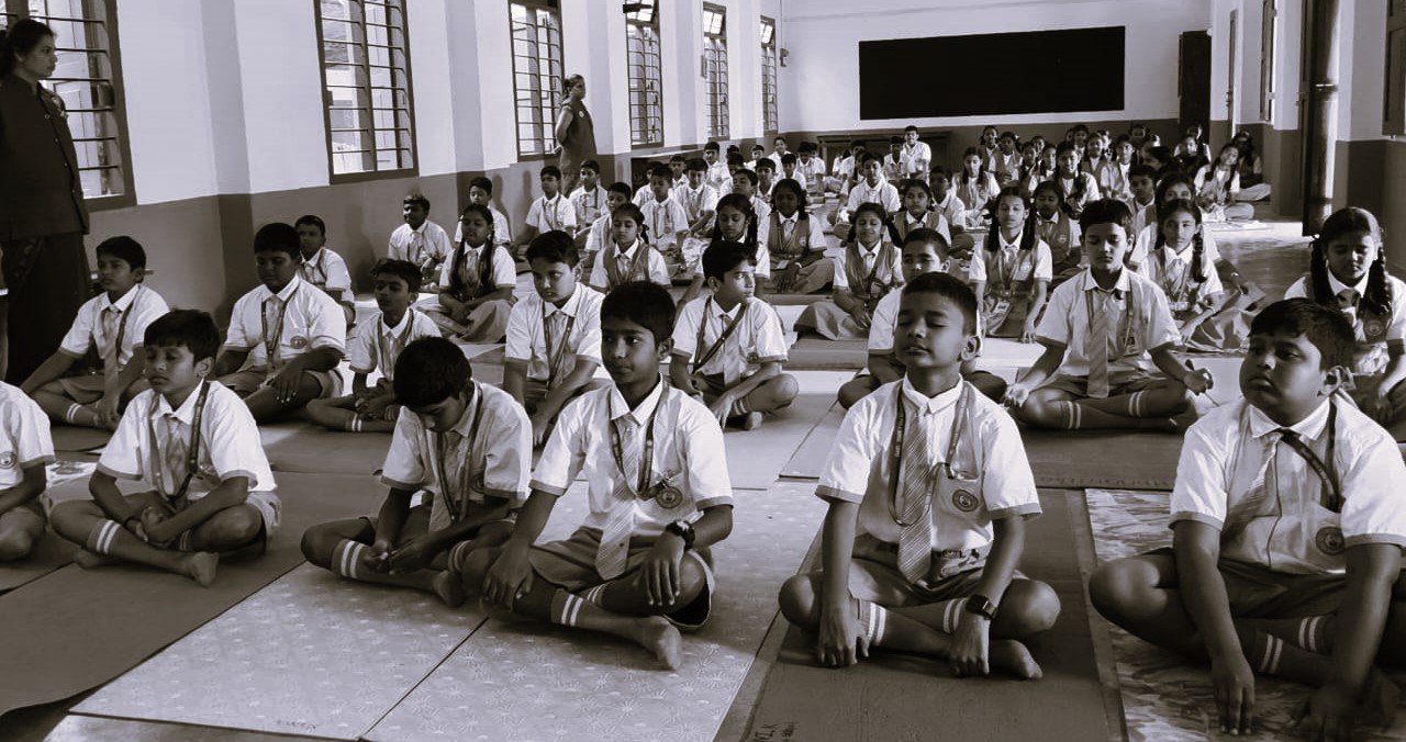 Practice of Yoga for Students at Alevoor Poornaprajna Public School