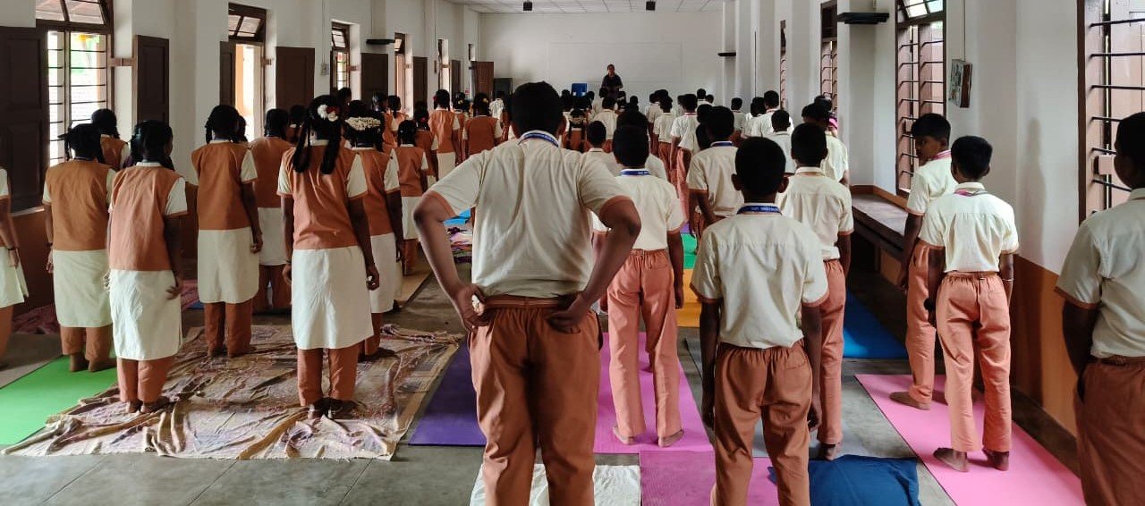 Practice of Yoga for Students at Alevoor Poornaprajna Public School