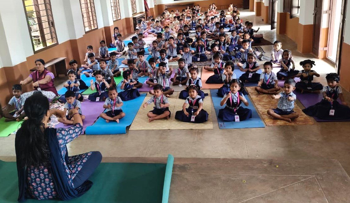 Practice of Yoga for Students at Alevoor Poornaprajna Public School