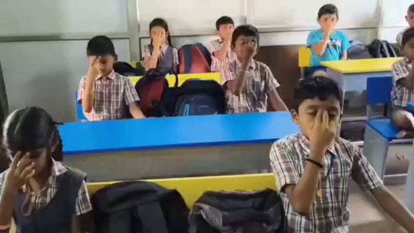 Pranayama Session at Alevoor Poornaprajna Public School