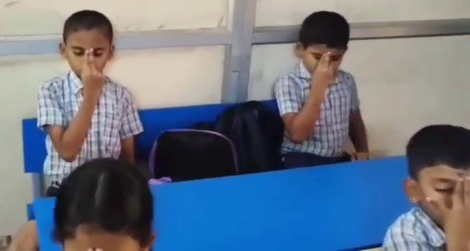 Pranayama Session at Alevoor Poornaprajna Public School