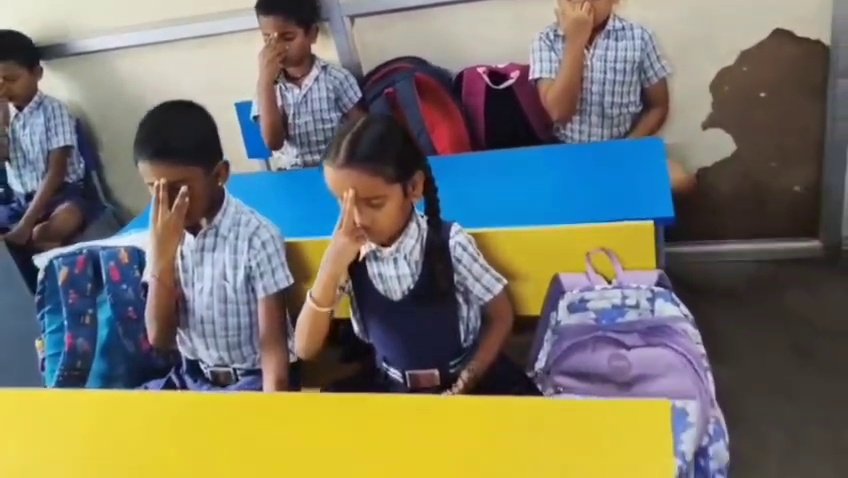 Pranayama Session at Alevoor Poornaprajna Public School