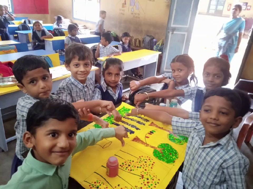 Thumb Printing Activity at Alevoor Poornaprajna Public School