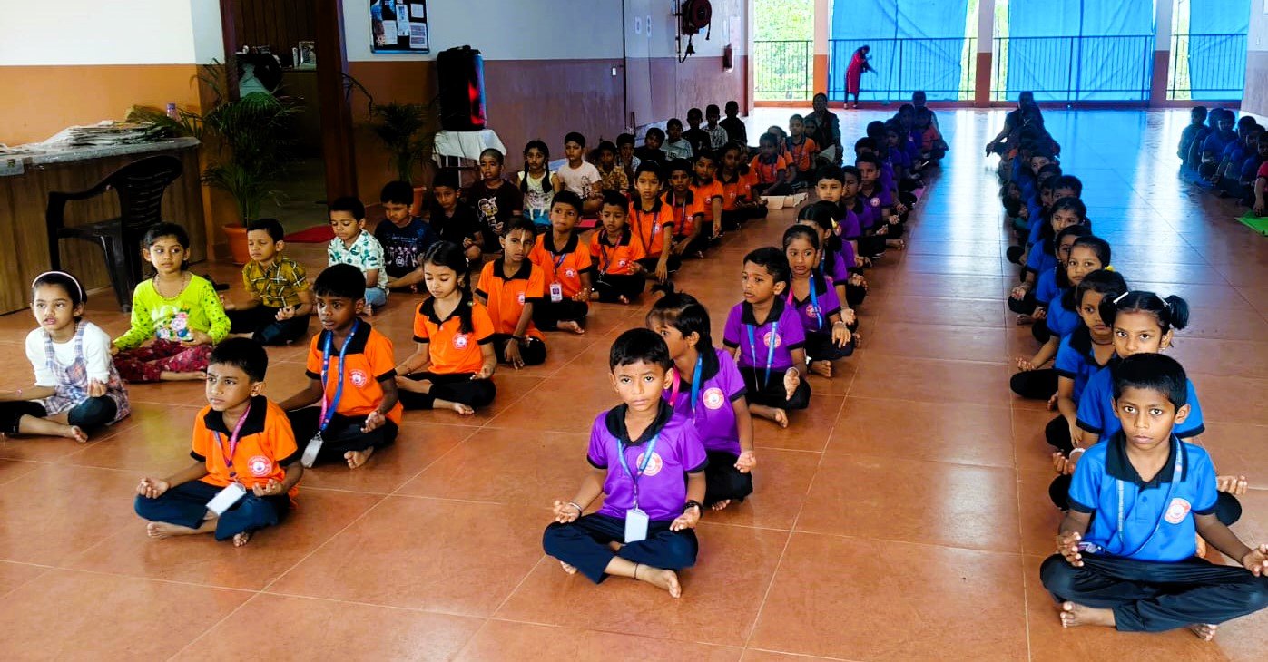 Students practising meditation